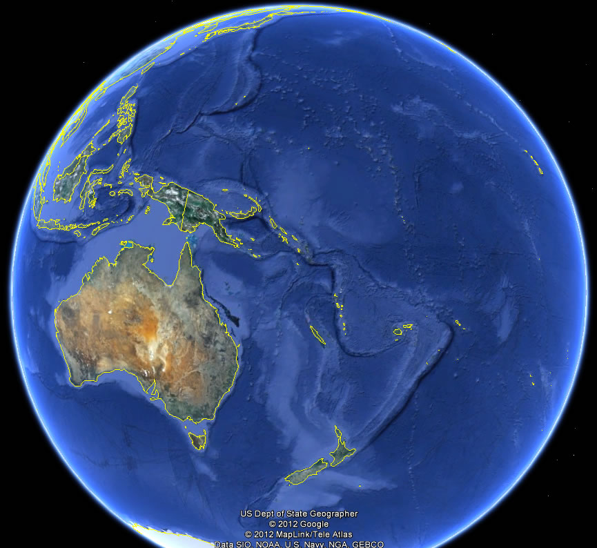Oceania Earth Map